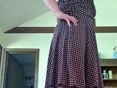 Crossdresser In Sexy Brown Dress And White...